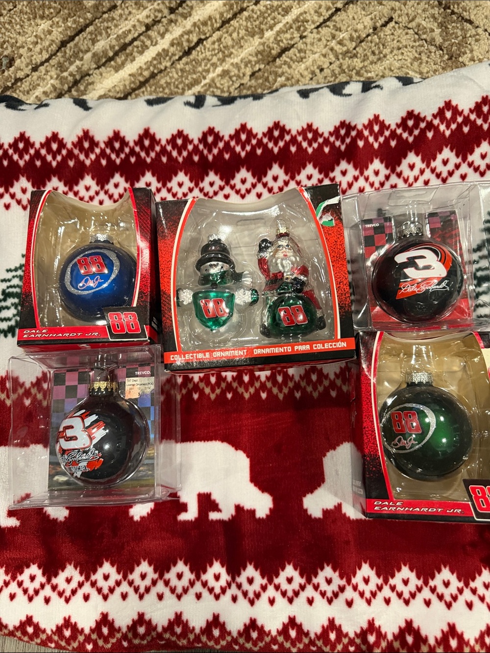 Nascar Holiday Ornament Pack in Green, Red, Black
